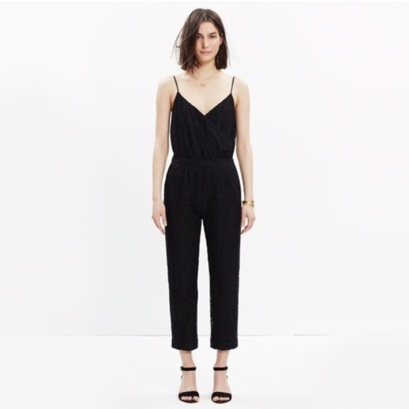 MADEWELL Black Lace Cami-wrap Sleeveless Jumpsuit - Picture 2 of 8